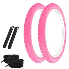 PRO+ TIRES 20 x 2.125 PINK P-104A W/TUBES & TIRE LEVERS