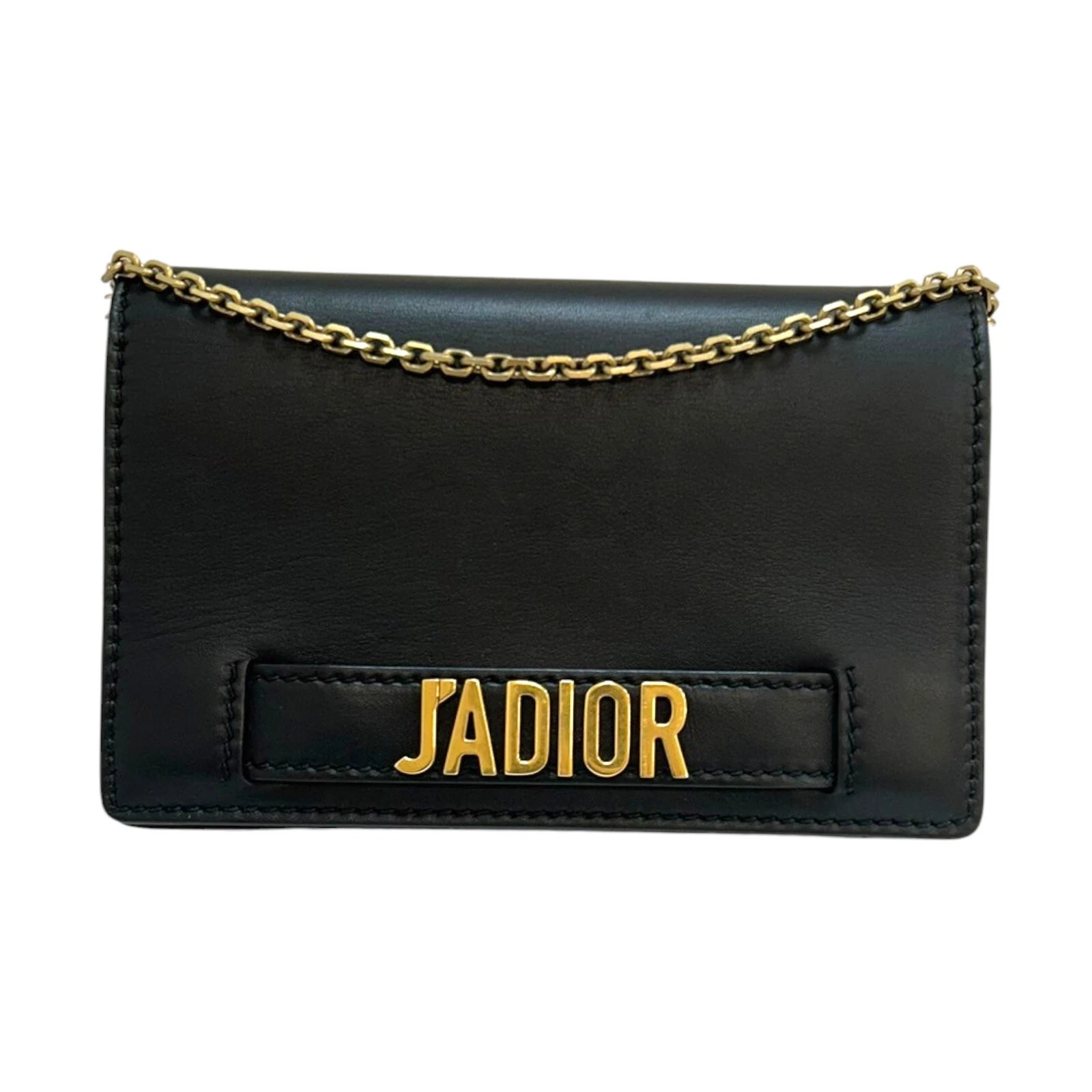 Sac bandoulière portefeuille Dior J'adior sur chaîne cuir de veau noir