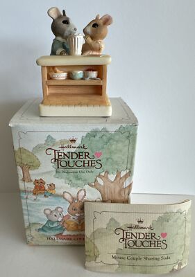 Hallmark Tender Touches Mouse Couple Sharing Soda 1992 NIB New