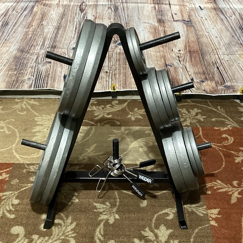 WEIDER RT5 Olympic 2 pulgadas placa de peso árbol estante 5 ramas aluminio negro Foto 2 de 4