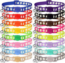 16 PCS Breakaway Cat Collars,Kitten Collar with Bell Cat Collars for Boy Girl Ca