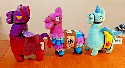 Fortnite Epic Games Plush Lot of 3 Llama Dark & Light Blue Llamacorn, Loot Llama