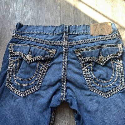 True Religion Men's Blue Ricky Super QT Jeans Mb3 Thick Stitch
