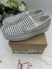 Christian Louboutin Women's Leather Upper Silver Casual Shoes for