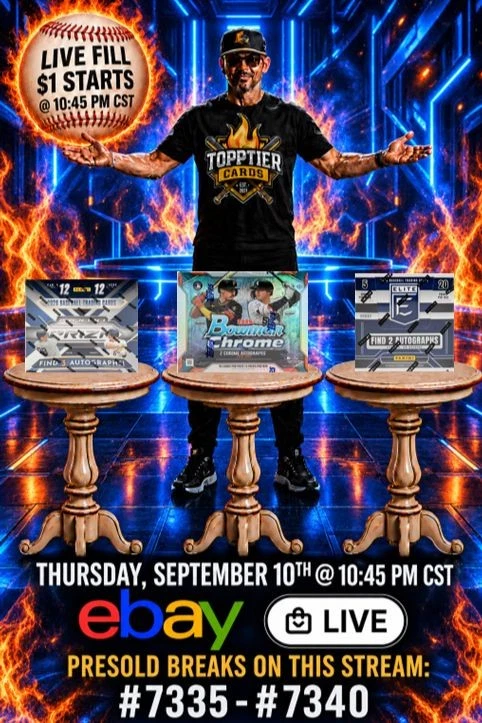 THURSDAY NIGHT BREAKS W/JAMES-LIVE FILL $1 STARTS-BOWMAN CHROME & MORE!!!