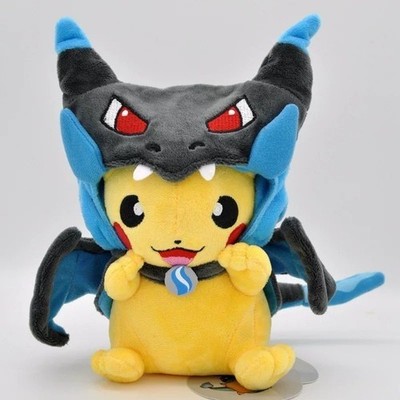 Pokemon Pikachu Mega Charizard X Hoodie Cosplay Poncho Plush 12'' Cute Soft Toy