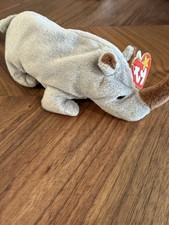 Ty Beanie Baby Spike the Rhinoceros Vintage 4060-DOB 8/13/1996 W Original Tag