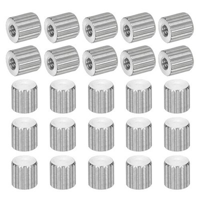 M2 Knurled Thumb Nuts 25pcs Nickel Plated Flat Head Blind Hole, D5mm x H5mm