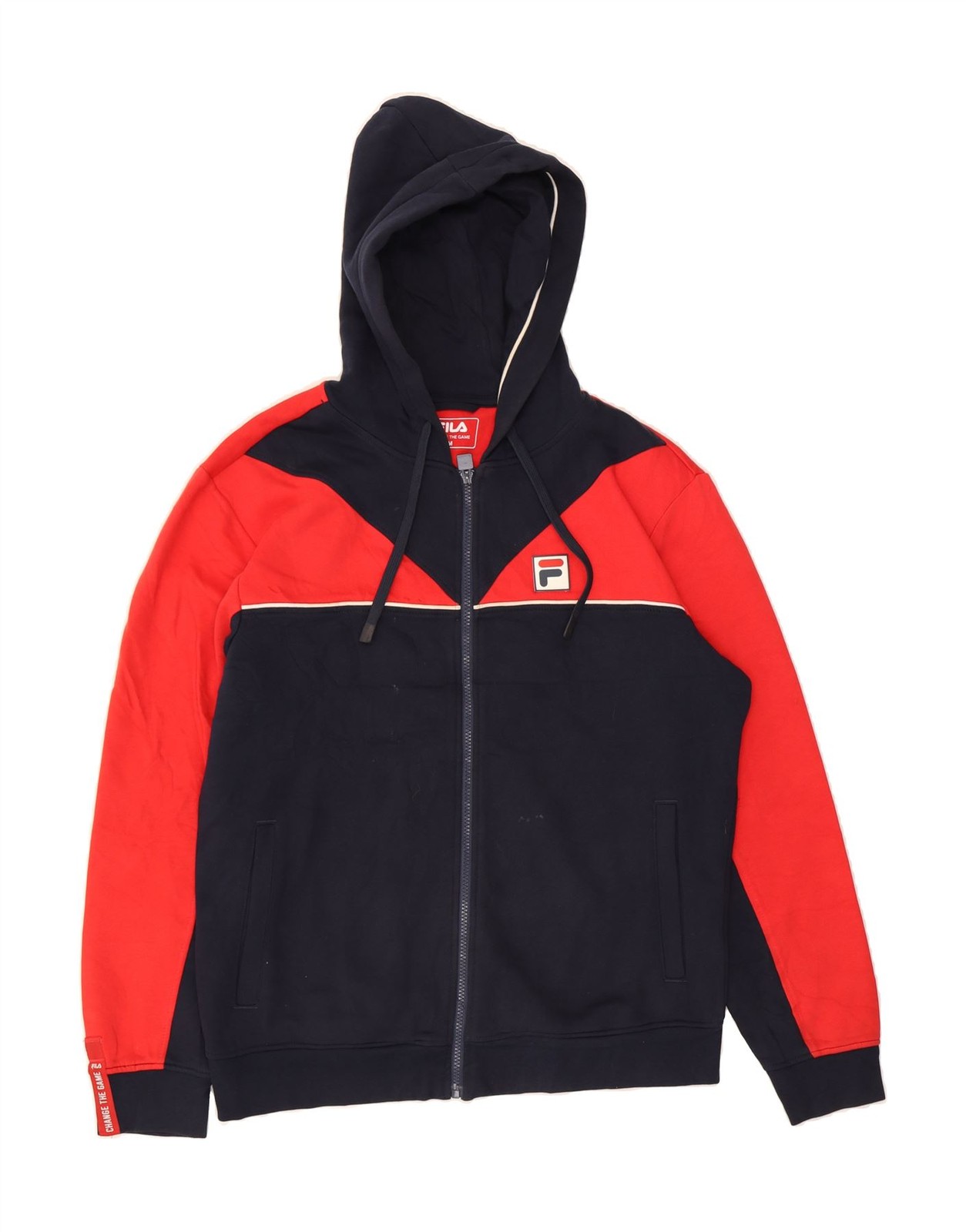 FILA Felpa con cappuccio e zip uomo media blu navy colorblock cotone CH07