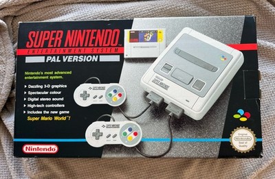 Super Nintendo SNES PAL Konsole Komplett OVP + Mario World Spiel Sehr Selten