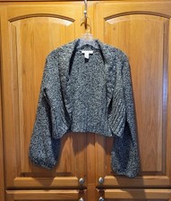 White House Black Market Beige Cardigan Size Small Jewels Embellished Cropped