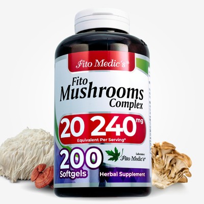 Mushroom Complex 20240mg 18 Species High Absorption Supplement 200 Softgels