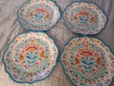Four  Pioneer Woman- Folk Geo -10" Diameter  Melamine  Dinner Plates