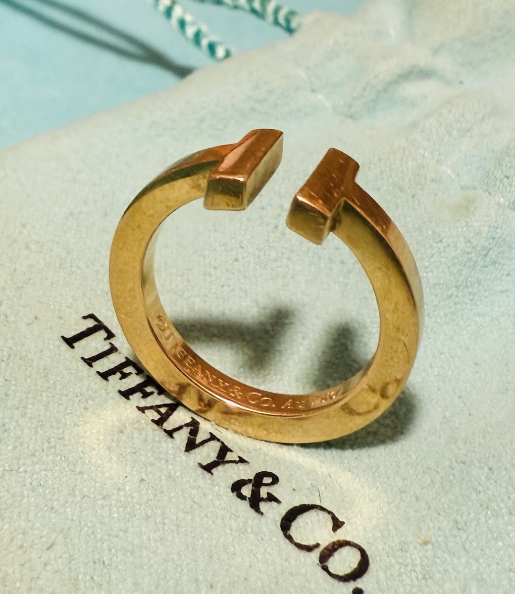 Authentic Tiffany & Co. 18k Gold T Square Band Ring SZ 5.5 6g | eBay