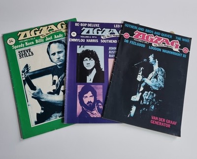 3x ZIGZAG Magazine 54 56 57 Dr Feelgood Who Van Der Graaf Steve Stills
