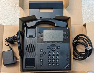 Poly HP VVX 450 IP Phone w Stand, AC Adapter 2200-48840-025 SIP VoIP POE Gigabit