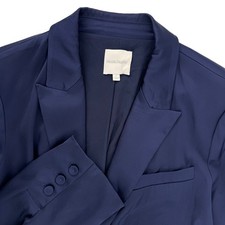 Favorite Daughter The Satin Blazer Navy Blue Size Large Single Button