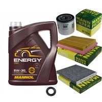 Mann Inspektionspaket Filterset 5L Mannol Energy 5W-30 FüR Mazda 2 1.4 1.25