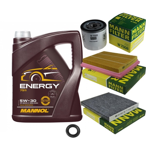 Mann Inspektionspaket Filterset 5L Mannol Energy 5W-30 FüR Mazda 2 1.4 1.25-image