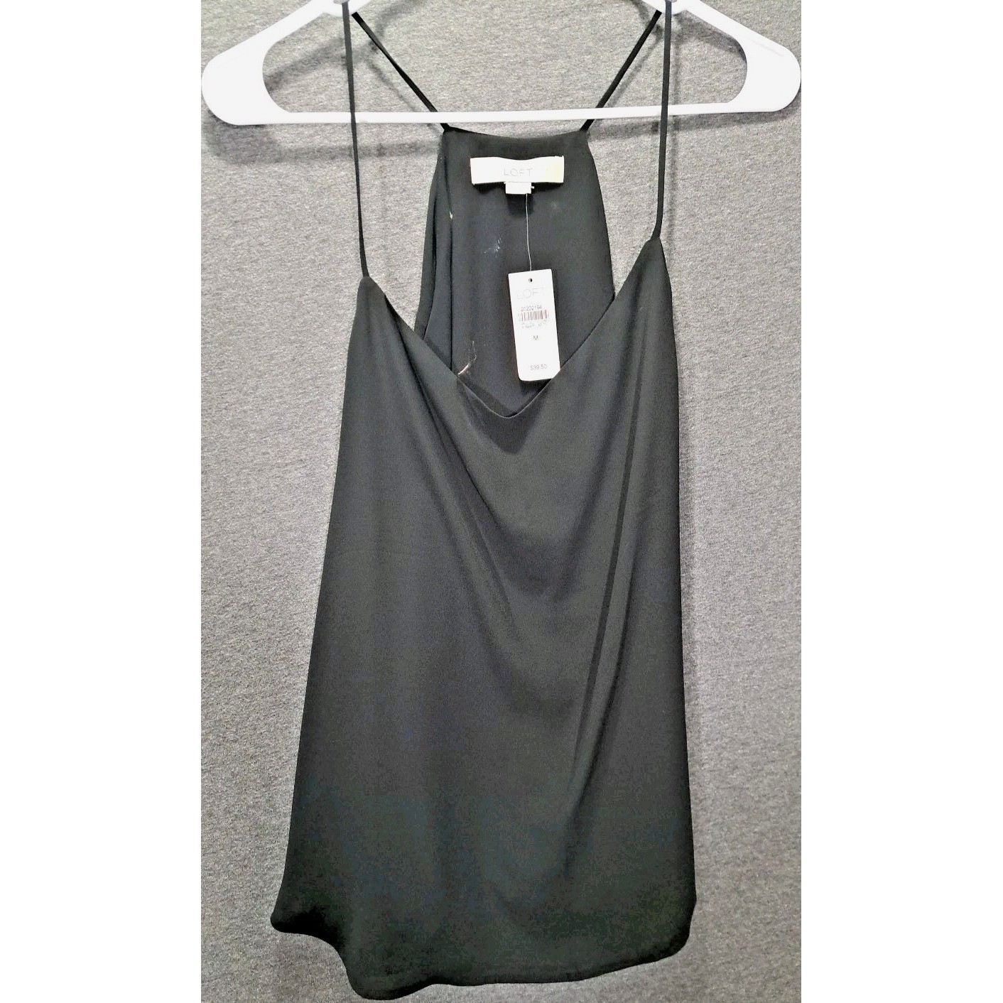 LOFT Womens Black Strappy Racerback Camisole V-Neck Tank Top Size M NWT