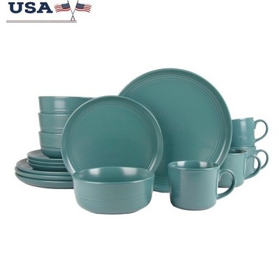 16 Piece Stoneware Dinnerware Set Dishwasher Microwave Safe Modern Tableware New