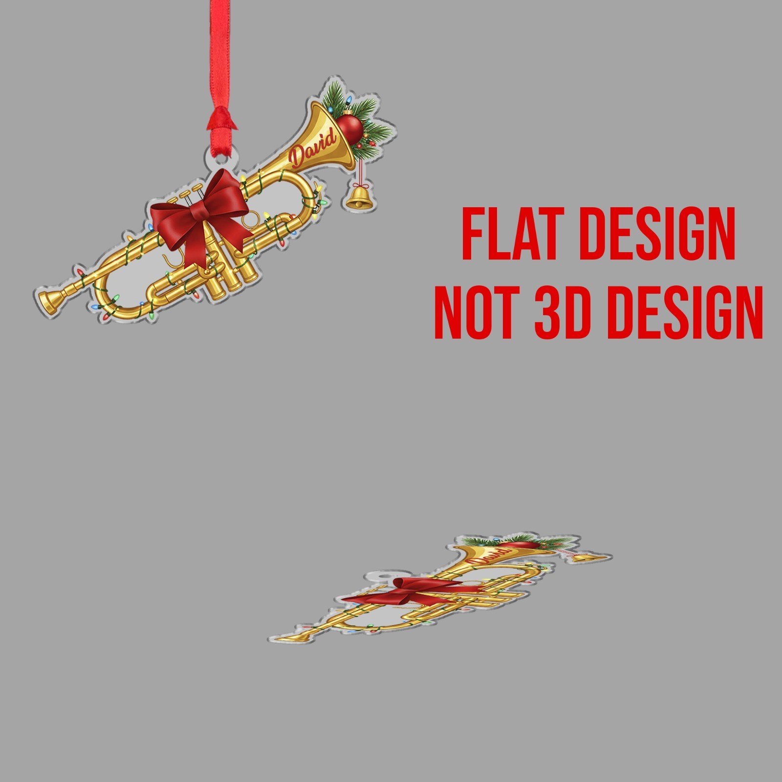 Personalized Gold Trumpet Ornament Musician Band Player Brass Instrument Gift