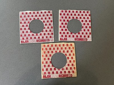 45rpm record Sleeves - UK Major Minor x 3  (3  x VG+) - see pic