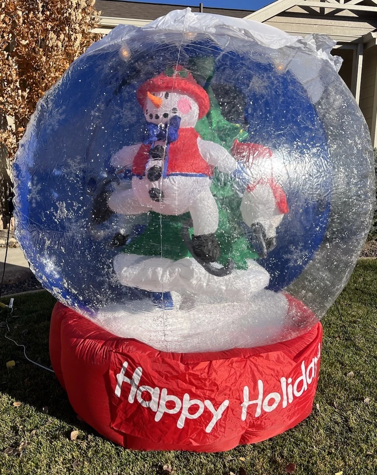 Gemmy 6' Airblown Inflatable Snowman Rotating Snow Globe Lights Up Christmas - Image 2 of 4