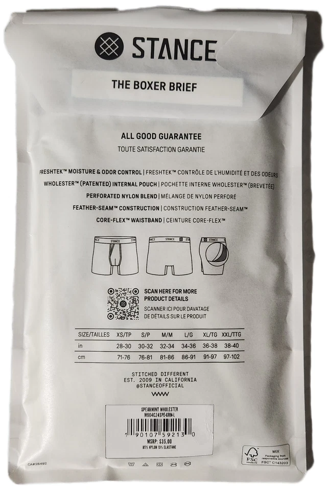 Calzoncillo boxer Stance para hombre talla grande verde Freshtek bolsa de colesterol soporte Foto 4 de 4