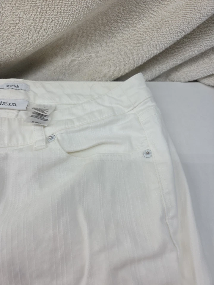 Pantalones de mezclilla para mujer Liz & Co elásticos talla 8 blancos  Foto 3 de 4