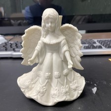 VTG Angel Bisque Porcelain Taper Candle Holder