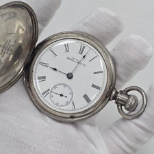 Rare 1891 Waltham Grade 1 Hunting Pocket Watch Model 1883, 18s, 7j Coin Silver