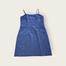 Vintage Y2k baby blue floral spaghetti strap summer empire waist mini dress