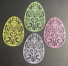 4 Intricate Easter Egg Paper Die Cut Embellishments scrapbooking Choice of Color