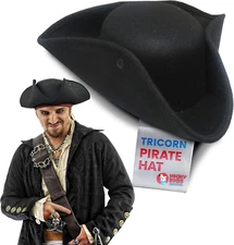 Nicky Bigs Novelties - Colonial Tricorn Pirate Hat - Adult Women and Mens Pir...