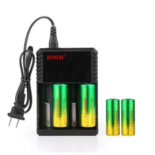 4pcs Skywolfeye 26650 Battery 3.7V Li-ion Rechargeable Cell + 4 Slot Charger