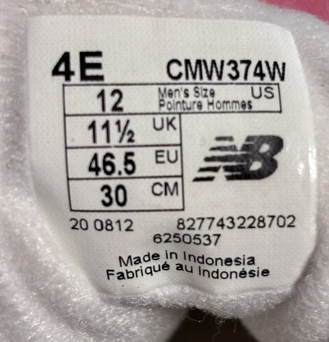 Scarpe da passeggio New Balance 374 uomo taglia 12 4E larghezza bianche sneakers stringate CMW374W - Foto 7 di 7