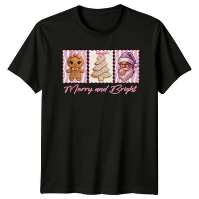 Merry And Bright Christmas Holiday Santa Lebkuchen Herren Damen Grafik T-Shirt