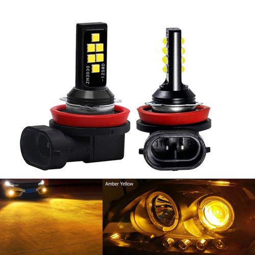 New 2x H11 Yellow LED Bulb Bright Upgraded SMD 3030 Fog Light Direct Replacement - Picture 1 of 10