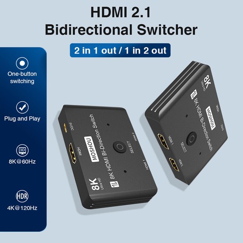 2 in1 out/ 1in 2 out 8K@60Hz 4K@120Hz HDMI 2.1 Bidirectional Switch Splitter - Picture 2 of 13