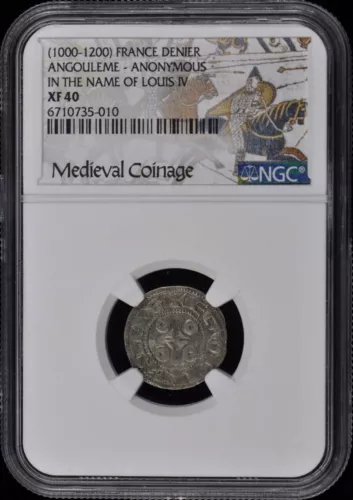 (1000-1200) FRANCE ANGOULEME LOUIS IV DENIER NGC XF40