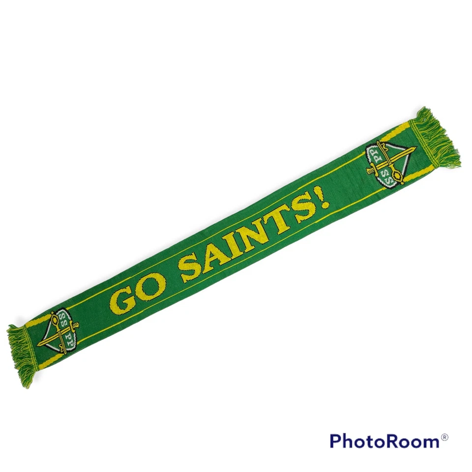 Bufanda de invierno San Pedro y San Pablo "Go Saints" SSPP verde amarillo católico Foto 3 de 4