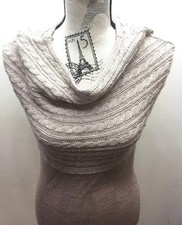 Mango MNG Casual Sports Sweater Sleeveless Cable Knit Blouse Women M Taupe Brown