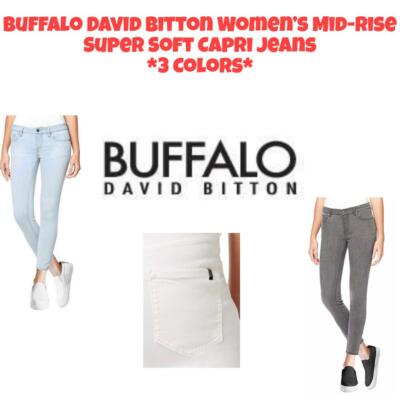 Buffalo David Bitton Women's Mid-Rise Super Soft Capri Jeans NWT Aubrey Pants