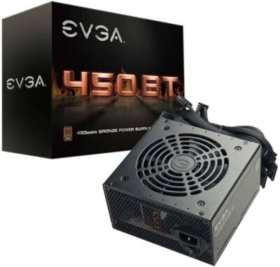 EVGA 450W Power Supply 80+ Bronze PSU Quiet Fan ATX PC Computer
