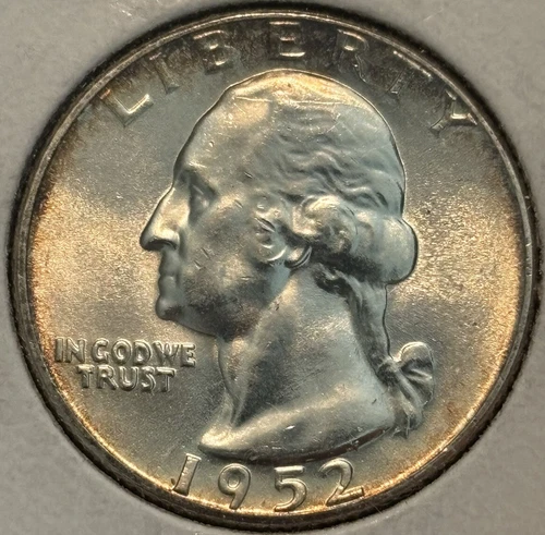 1952 GEM BU ORIGINAL SURFACES Philadelphia Mint Silver Washington Quarter. 015