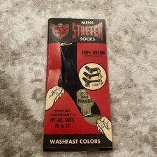 Vintage NOS Socks King 100 Nylon Elastic Top Men  s stretch Socks Fits 10-13