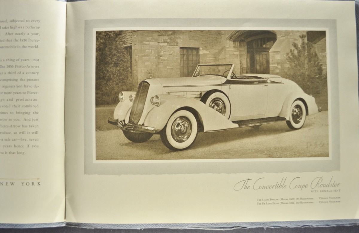 1936 Pierce Arrow Motor Car Catalog Roadster Coupe Sedan Limo