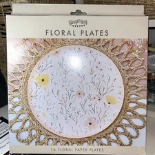 Ginger Ray 32 - 9.5” Paper Party Plates Tableware 2 Packs Pink Peach Floral