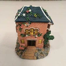 K’s Collection Vintage Resin Country House With Pink Roses Figurine